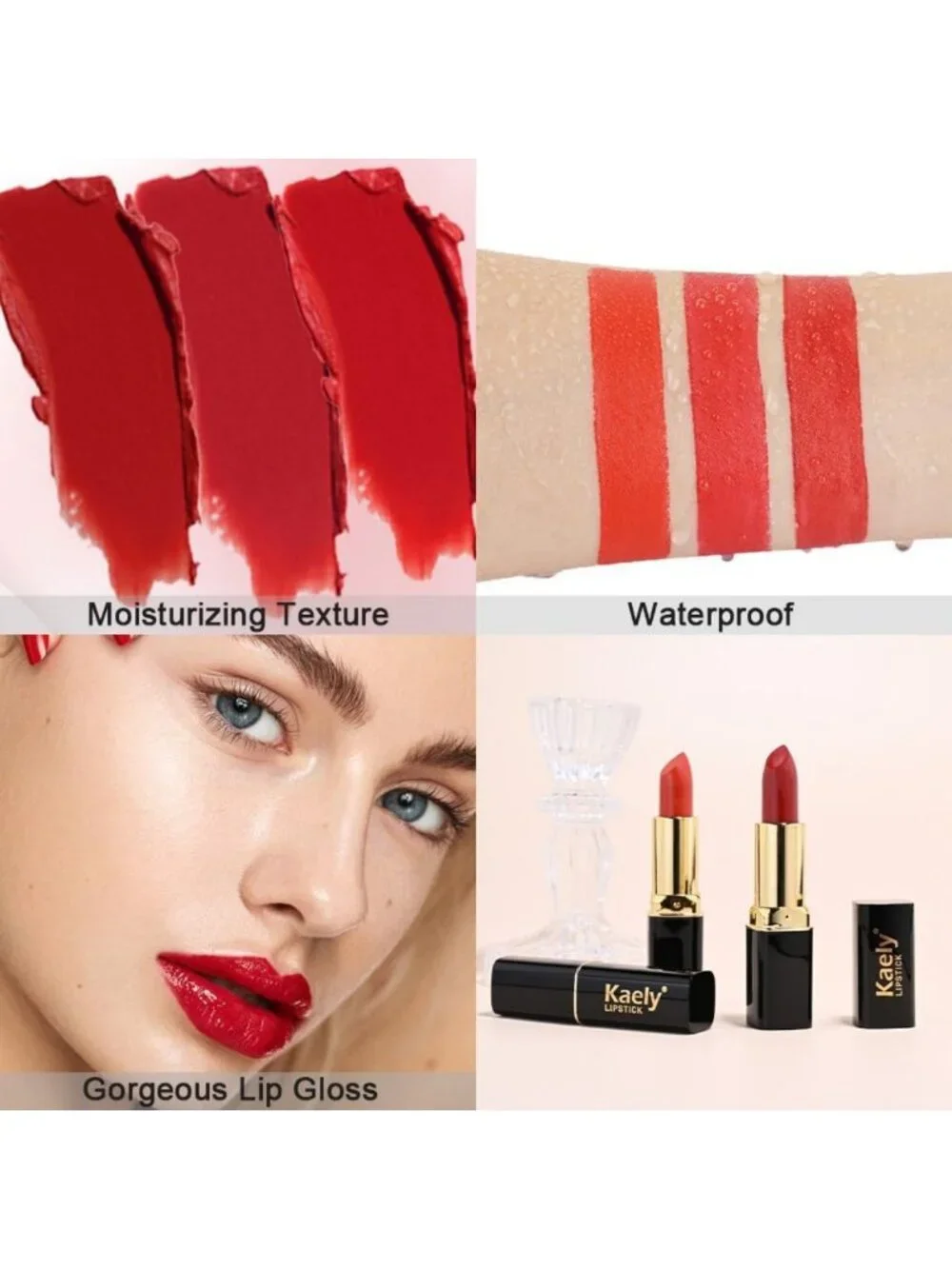 3-Piece Red Matte Lipstick Set - Long-Lasting, Waterproof, Smudge-Proof Makeup